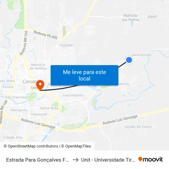 Estrada Para Gonçalves Ferreira 16 to Unit - Universidade Tiradentes map