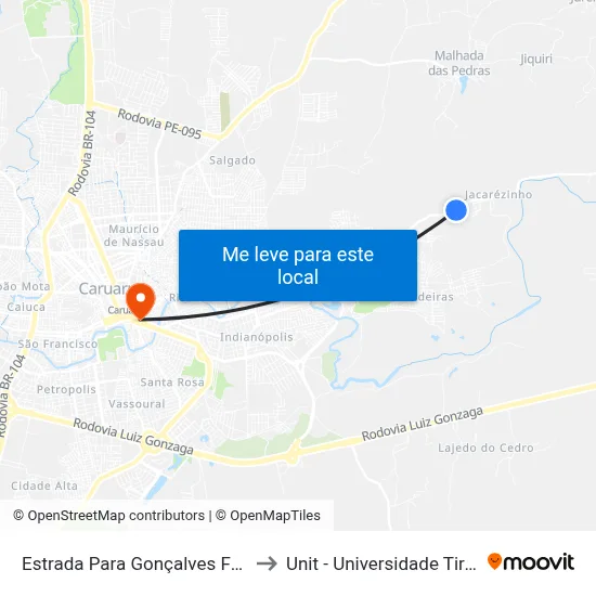 Estrada Para Gonçalves Ferreira 18 to Unit - Universidade Tiradentes map