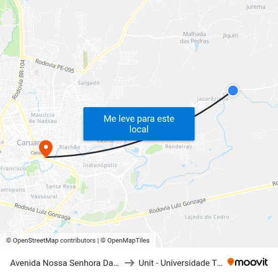 Avenida Nossa Senhora Das Dores 697 to Unit - Universidade Tiradentes map