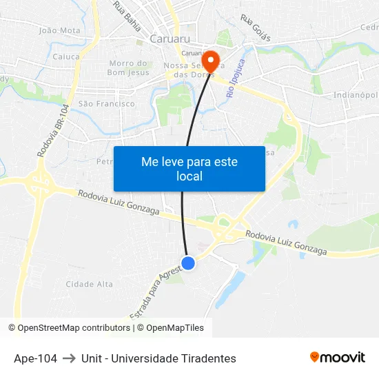 Ape-104 to Unit - Universidade Tiradentes map