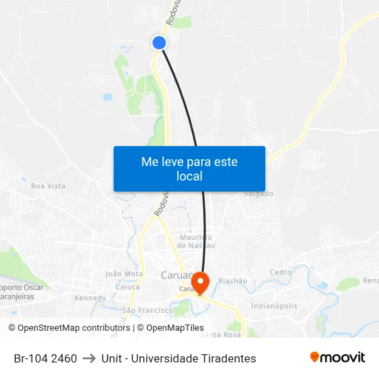 Br-104 2460 to Unit - Universidade Tiradentes map
