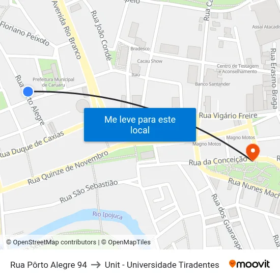 Rua Pôrto Alegre 94 to Unit - Universidade Tiradentes map