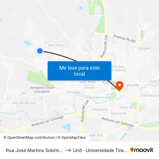 Rua José Martins Sobrinho 380 to Unit - Universidade Tiradentes map