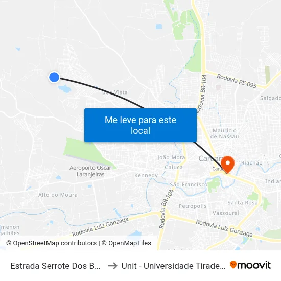 Estrada Serrote Dos Bois 2 to Unit - Universidade Tiradentes map