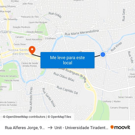 Rua Alferes Jorge, 993 to Unit - Universidade Tiradentes map