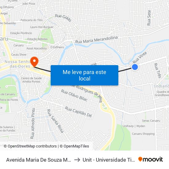 Avenida Maria De Souza Monteiro, 50 to Unit - Universidade Tiradentes map