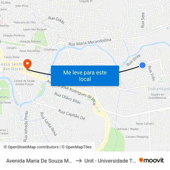 Avenida Maria De Souza Monteiro, 264 to Unit - Universidade Tiradentes map