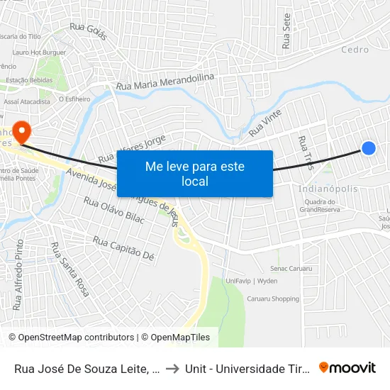 Rua José De Souza Leite, 199-247 to Unit - Universidade Tiradentes map