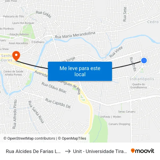 Rua Alcides De Farias Leite, 95 to Unit - Universidade Tiradentes map