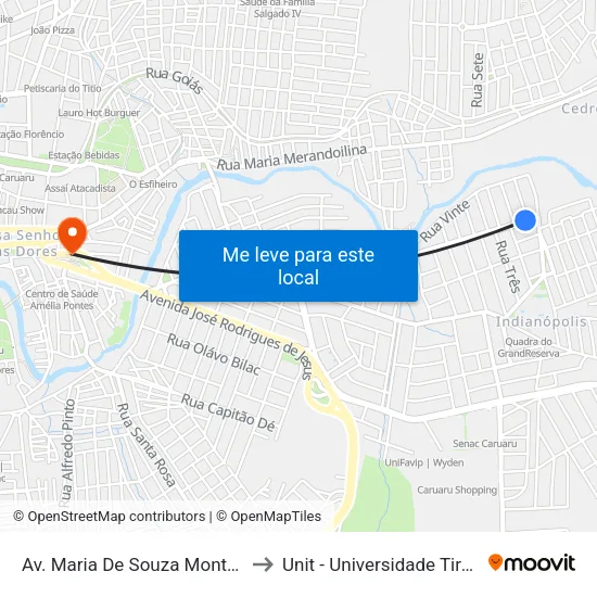 Av. Maria De Souza Monteiro, 477 to Unit - Universidade Tiradentes map