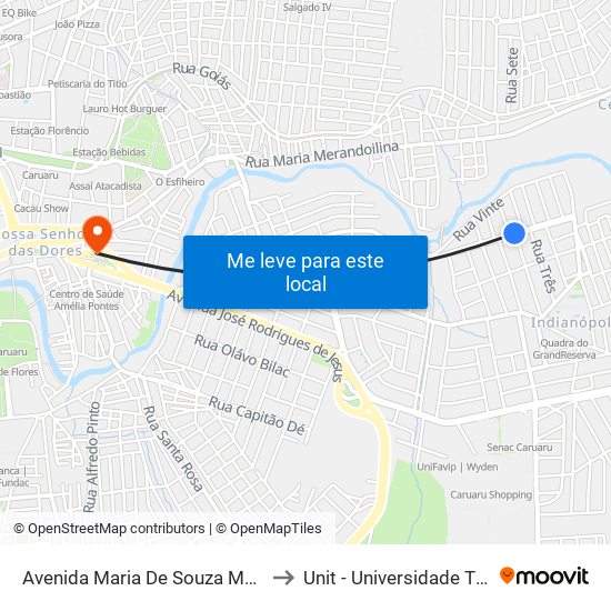 Avenida Maria De Souza Monteiro, 287 to Unit - Universidade Tiradentes map