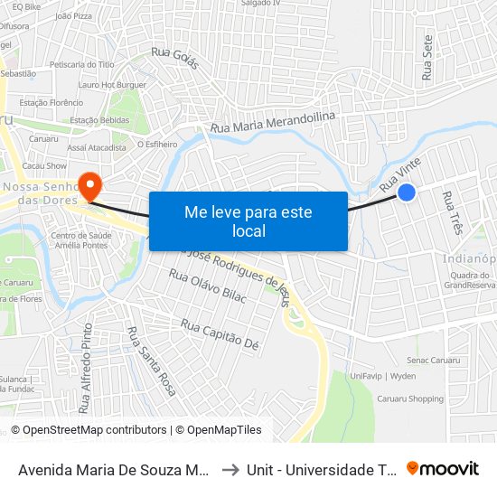 Av. Maria De Souza Monteiro, 165 to Unit - Universidade Tiradentes map