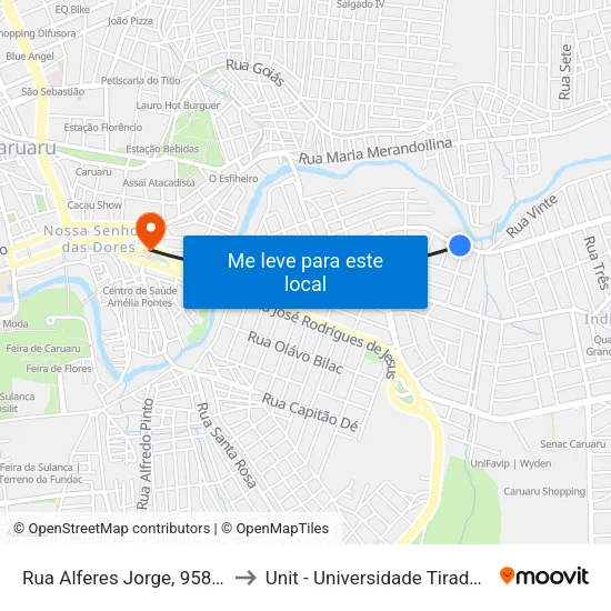 Rua Alferes Jorge, 958-962 to Unit - Universidade Tiradentes map