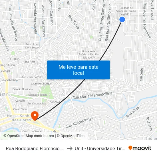 Rua Rodopiano Florêncio, 241-311 to Unit - Universidade Tiradentes map