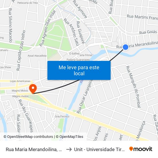 Rua Maria Merandoilina, 159-197 to Unit - Universidade Tiradentes map