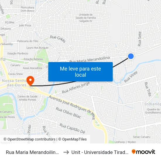 Rua Maria Merandoilina, 970 to Unit - Universidade Tiradentes map