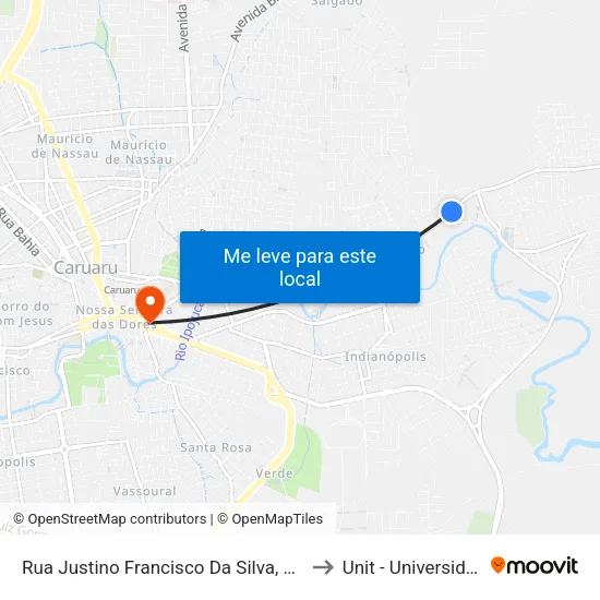 Rua Justino Francisco Da Silva, 894 |  Jw Martelinho De Ouro to Unit - Universidade Tiradentes map