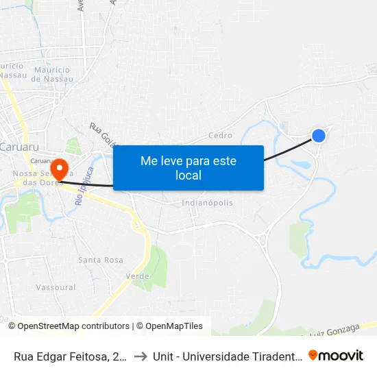 Rua Edgar Feitosa, 206 to Unit - Universidade Tiradentes map