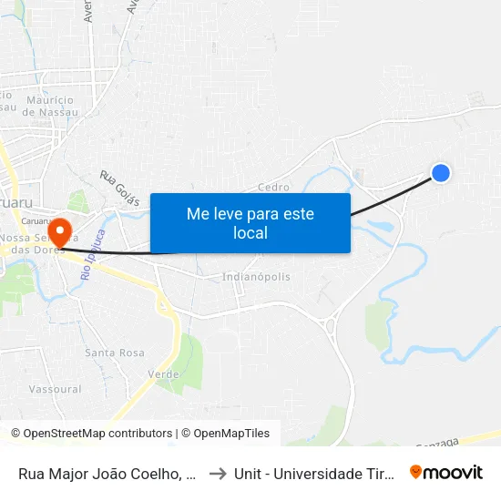 Rua Major João Coelho, 621-669 to Unit - Universidade Tiradentes map