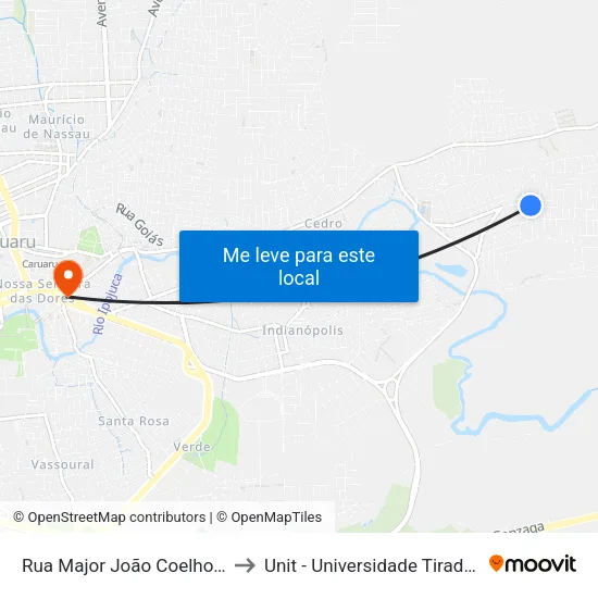 Rua Major João Coelho, 155 to Unit - Universidade Tiradentes map