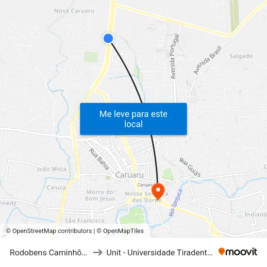 Rodobens Caminhões to Unit - Universidade Tiradentes map
