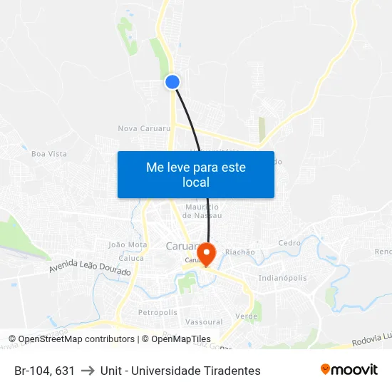 Br-104, 631 to Unit - Universidade Tiradentes map