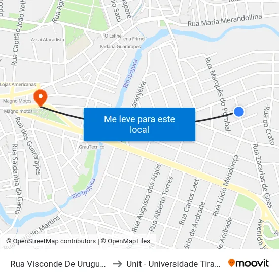 Rua Visconde De Uruguai, 120 to Unit - Universidade Tiradentes map