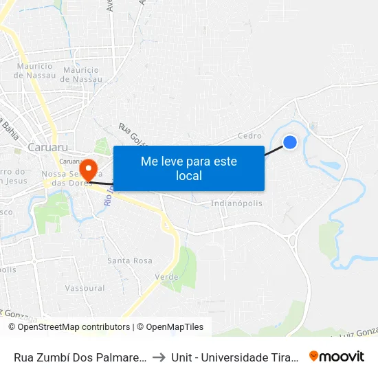 Rua Zumbí Dos Palmares, 163 to Unit - Universidade Tiradentes map