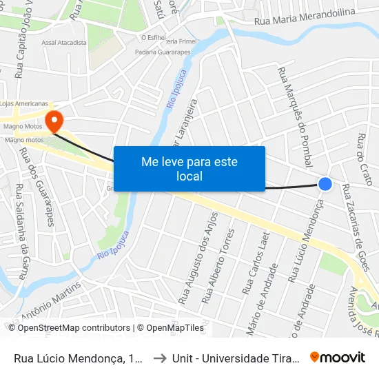 Rua Lúcio Mendonça, 136-216 to Unit - Universidade Tiradentes map