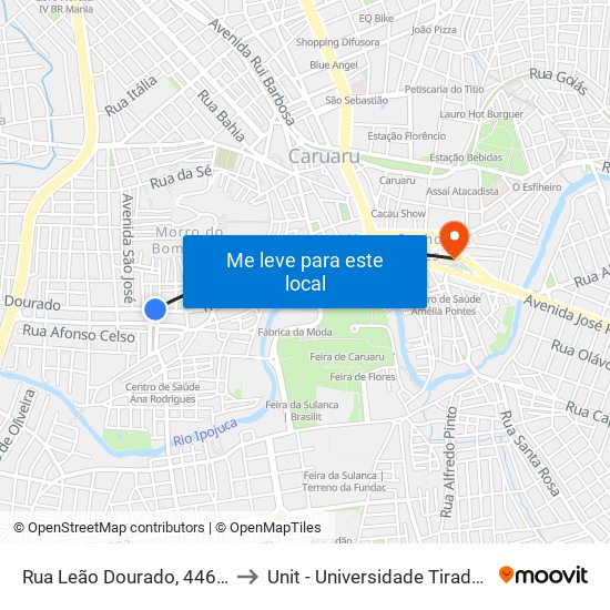 Rua Leão Dourado, 446-484 to Unit - Universidade Tiradentes map