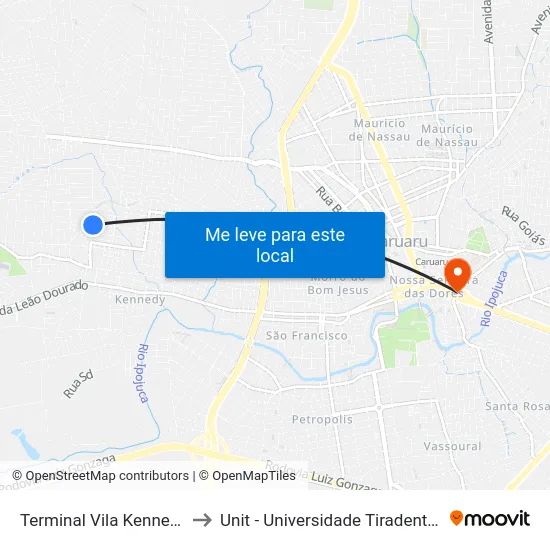 Terminal Vila Kennedy to Unit - Universidade Tiradentes map