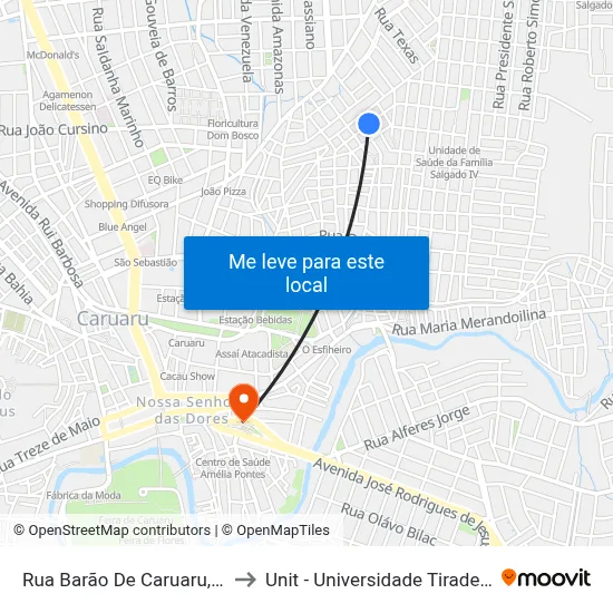 Rua Barão De Caruaru, 149 to Unit - Universidade Tiradentes map