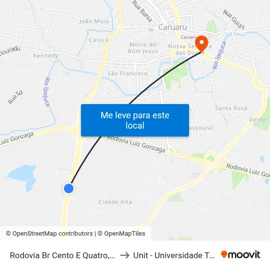 Rodovia Br Cento E Quatro, 68 | Ceaca to Unit - Universidade Tiradentes map