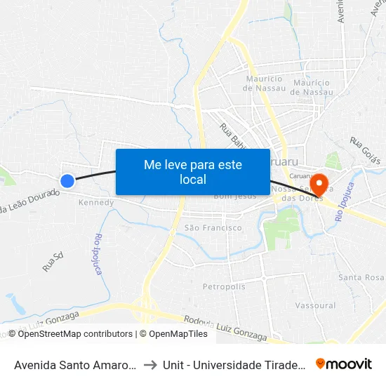 Avenida Santo Amaro, 83 to Unit - Universidade Tiradentes map