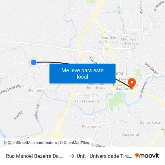 Rua Manoel Bezerra Da Silva, S/N - Caruaru to Unit - Universidade Tiradentes map