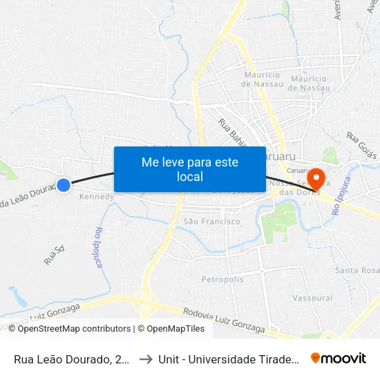 Rua Leão Dourado, 2022 to Unit - Universidade Tiradentes map