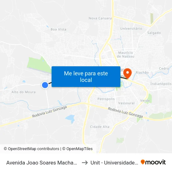 Avenida Joao Soares Machado Dist Indust, 21 to Unit - Universidade Tiradentes map