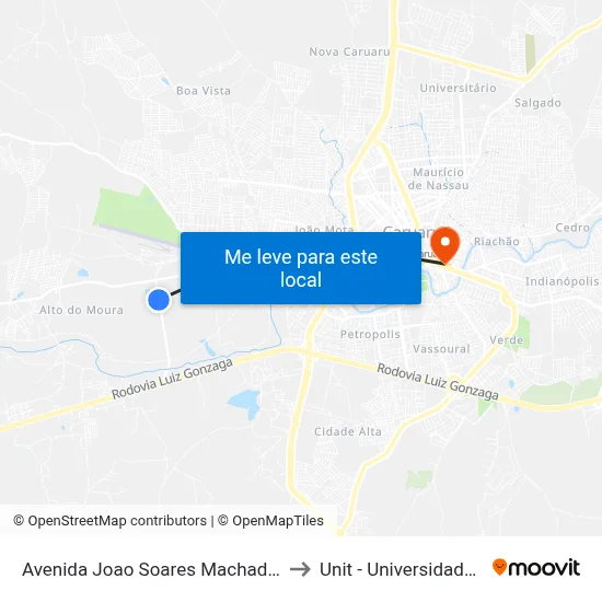 Avenida Joao Soares Machado Dist Indust, 300 to Unit - Universidade Tiradentes map