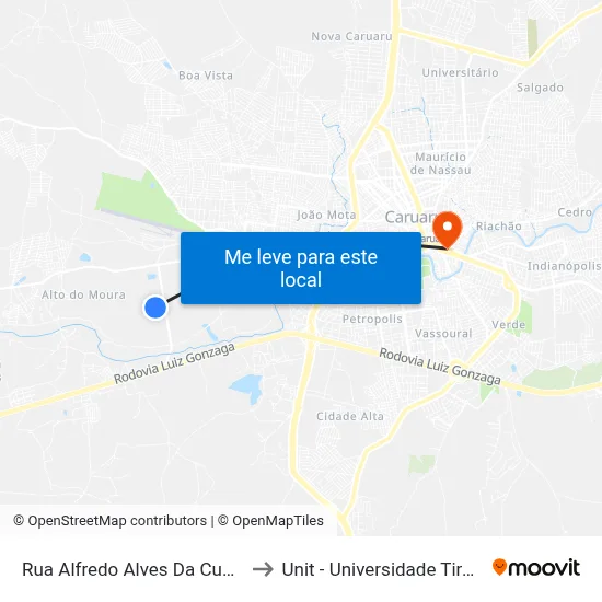 Rua Alfredo Alves Da Cunha, 276 to Unit - Universidade Tiradentes map