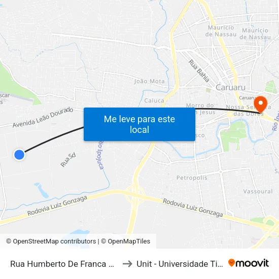 Rua Humberto De Franca E Silva, 304 to Unit - Universidade Tiradentes map