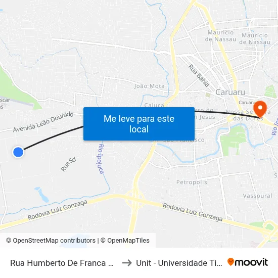 Rua Humberto De Franca E Silva, 600 to Unit - Universidade Tiradentes map