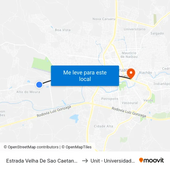 Estrada Velha De Sao Caetano Dist Indust, 1201 to Unit - Universidade Tiradentes map