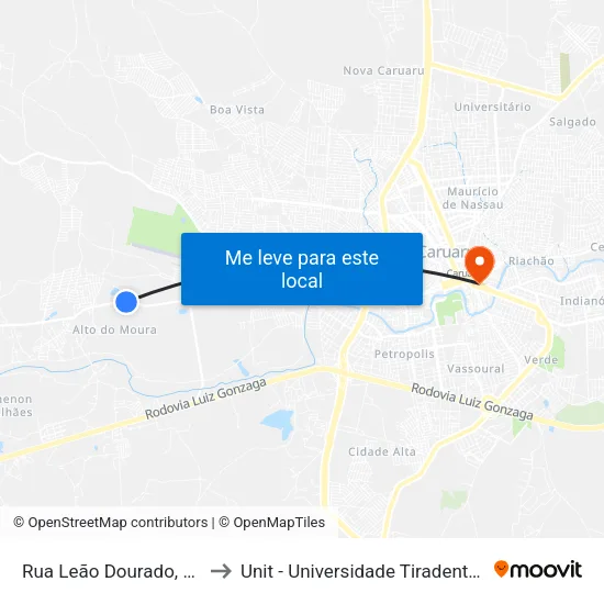 Rua Leão Dourado, 25 to Unit - Universidade Tiradentes map