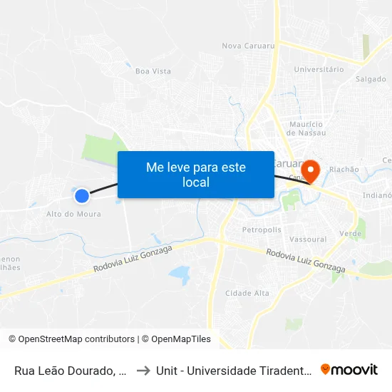 Rua Leão Dourado, 25 to Unit - Universidade Tiradentes map