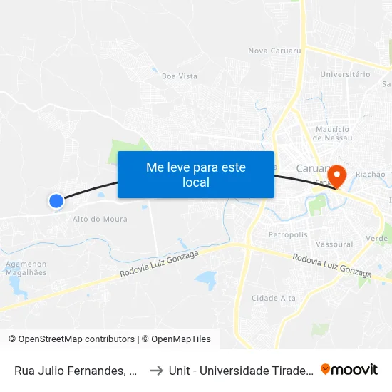 Rua Julio Fernandes, 2001 to Unit - Universidade Tiradentes map