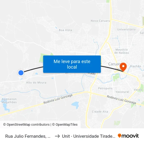 Rua Julio Fernandes, 2003 to Unit - Universidade Tiradentes map