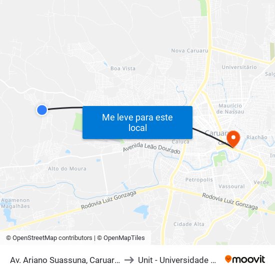 Av. Ariano Suassuna, Caruaru - Pe, Brasil to Unit - Universidade Tiradentes map