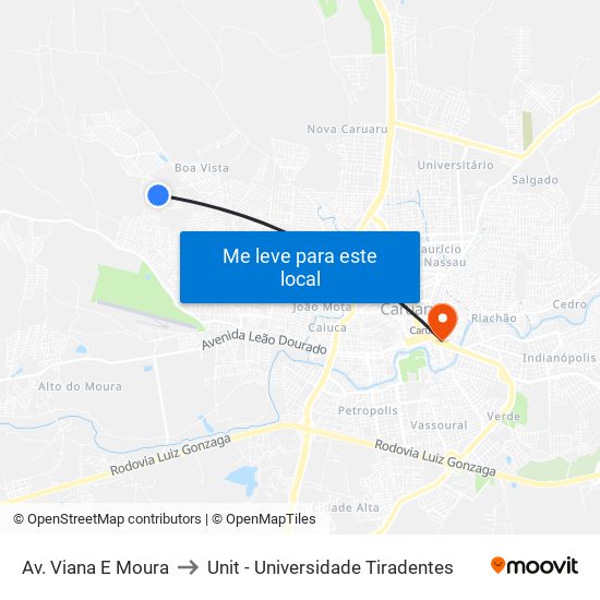 Av. Viana E Moura to Unit - Universidade Tiradentes map