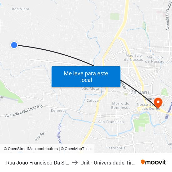 Rua Joao Francisco Da Silva, 237 to Unit - Universidade Tiradentes map