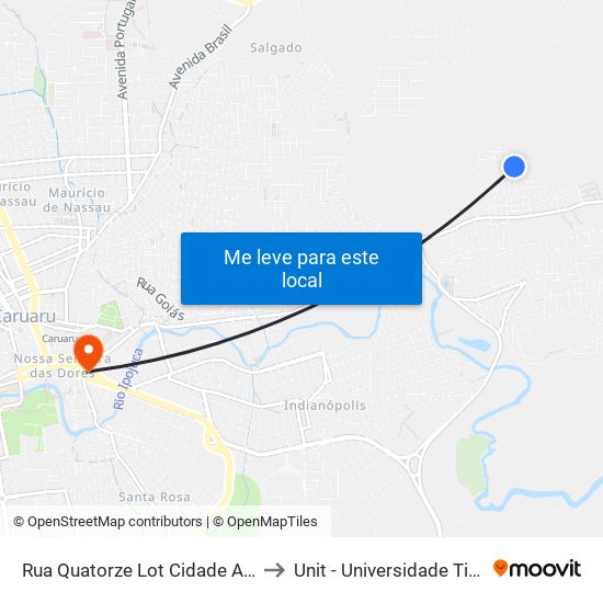 Rua Quatorze Lot Cidade Agreste, 90 to Unit - Universidade Tiradentes map